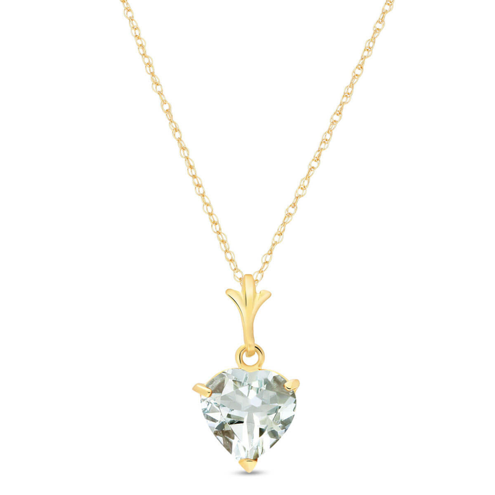 14K. SOLID GOLD NECKLACE WITH NATURAL AQUAMARINE (Yellow Gold)